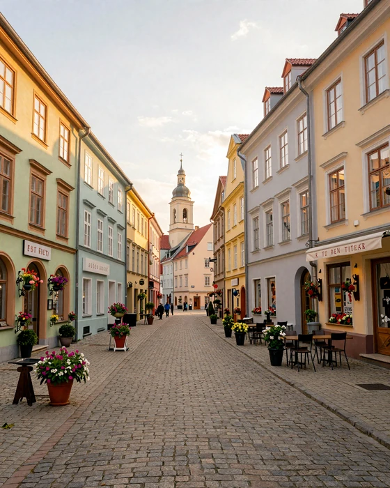 Charming European cobblestone street showcasing the romantic culture of European women dating destinations