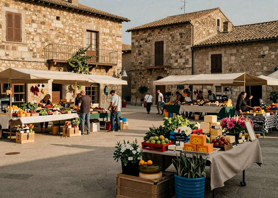 Vibrant European outdoor market representing the cultural richness of meeting european women